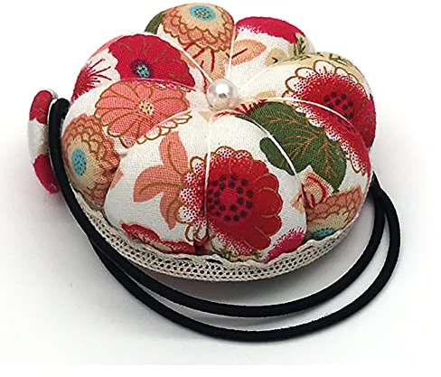 ANCLLO 2 stücke Kürbis Multifunktionale Runde Handgelenk Pin Kissen Nähmaschine Nadel Einsatz DIY Hand Verwendet für Kreuzstich (Rot)