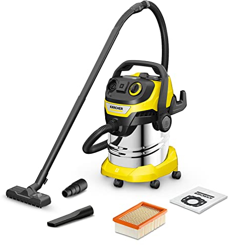 Kärcher Aspirateur Eau et Poussières WD 5 P S V-25/5/22, avec Prise de Courant, Filtre Plissé Plat, Fonction de Nettoyage du Filtre, Cassette Filtrante, 1100 W, Cuve : 25 l, Tube d'Aspiration : 2,2 m