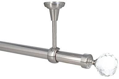 Sento 25mm Gardinenstange Vorhangstange 1-läufig Deckenmontage Edelstahl Optik 240 cm Carla