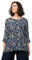 Ulla Popken Damen mit Druck Blusen, Dunkles Marine, 46-48 EU