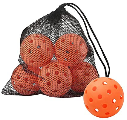 Qianly Pickleball Bälle mit Netzbeutel, 40 Löcher, für Drinnen Und Draußen, Orange