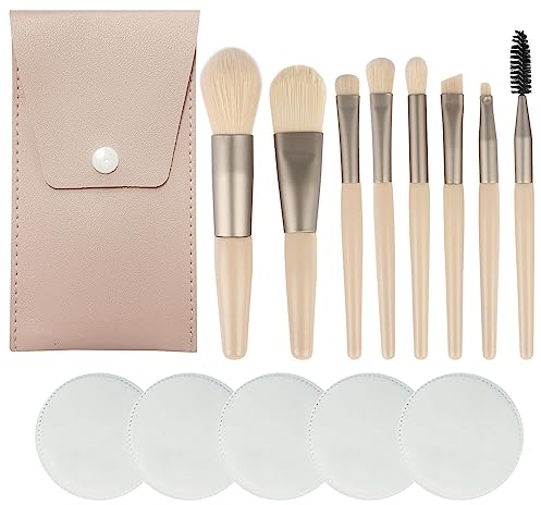 TAFACE Juego de 8 pinceles de maquillaje (el paquete de pu incluye pinceles), 5 unidades de discos de depilación, herramientas de belleza, pinceles de maquillaje, adecuados para el maquillaje