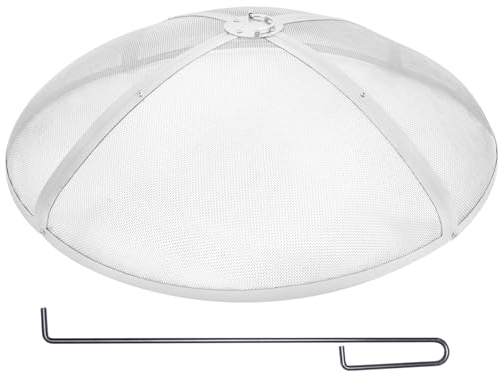 VEVOR Pare-étincelles pour Brasero Extérieur Rond 760 mm Couvercle Grille de Protection Contre Étincelles de Feu en Acier INOX Écran Pare-feu Ouverture Facile avec Accessoires pour Foyer, Patio, Cour