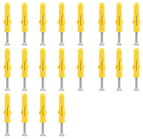 Tasselli da parete M8 x 60 mm con viti autofilettanti, viti a testa piatta Phillips in acciaio inossidabile 304, tappi a vite in plastica, bulloni di fissaggio per mobili in legno e cartongesso, 20