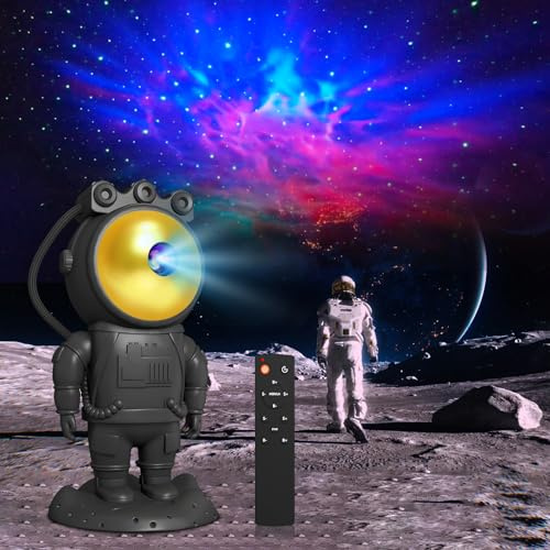 Hauibela Lampada a LED per proiettore cielo stellato, proiettore astronauta, luce notturna con nebulla, timer, telecomando e rotazione a 360°, illuminazione home theater o luce d'atmosfera per camera