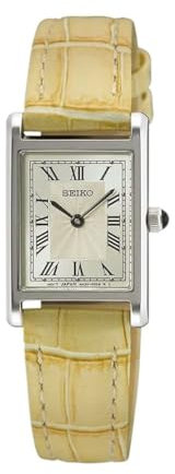 SEIKO Damen Analog Mechanisches Handaufzugswerk Uhr mit Leder Armband SWR095P1