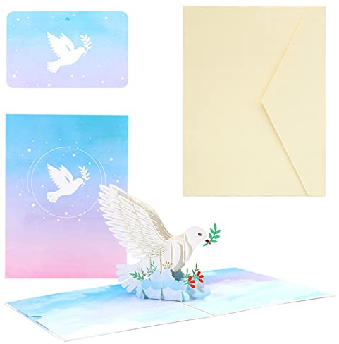 SKDFHOD Tarjeta de bautismo con paloma, tarjeta emergente 3D, tarjeta de bautismo, tarjeta de comunión 3D, tarjeta de comunión, para niños niñas primera comunión confirmación bautismo decoración
