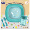 Chicco Coffret Repas, Contient 1 Tasse, Lot de 1 Bol et 1 Assiette Plan et Couverts, Fourchette et Cuillère, Set Sevrage Enfants, 12M+, Bleu clair