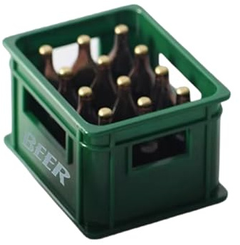 JUYAXIN Botella de cerveza en miniatura de casas de muñecas a escala 1/12 con caja, accesorio de proyecto de caja de cerveza realista para coleccionistas de modelos