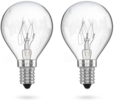 POPPSTAR lampadine per forno E14, G45, 25W resistenti al calore 300 gradi (2400K bianco caldo, 180lm, 2 pezzi)