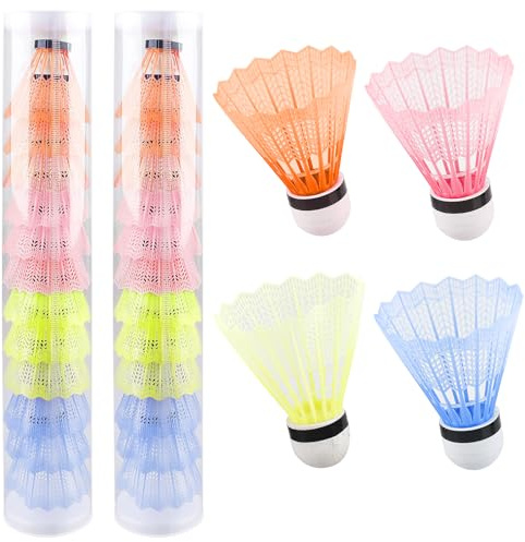 Lot de 24 volants de badminton en plastique, multicolores, stabilité et durabilité, pour l'intérieur et l'extérieur, le sport, l'entraînement, le divertissement