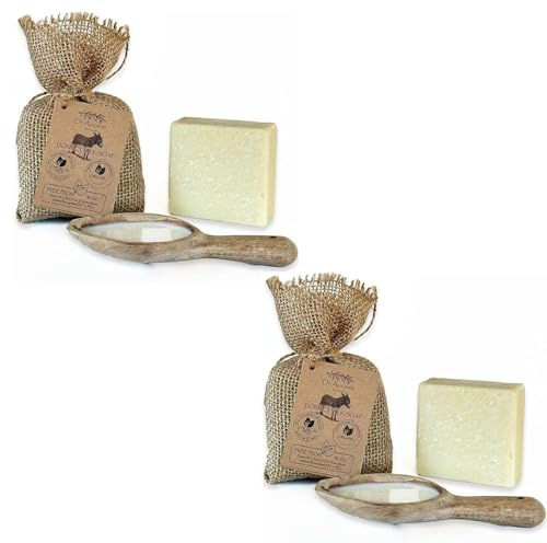 Dr.Ancient Barra de Jabón de Leche de Burra, Orgánico, Natural, Tradicional Hecho a Mano Antiguo - Antienvejecimiento Aclarador de la Piel, Hidratante - Sin Químicos 140 g (Paquete de 2)