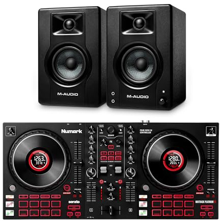 Numark Mixtrack Platinum FX DJ Controller and M-AUDIO BX3 Pair Studio Monitors for Studio Recording, Music Production, Podcasting, Streaming