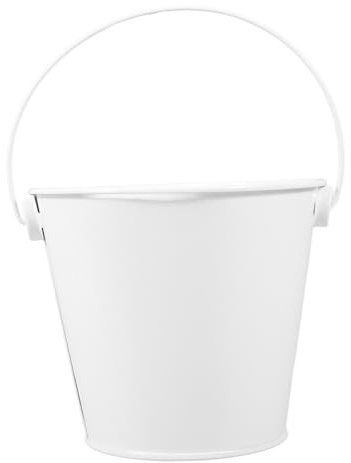 BAZEITFLOW Secchio Piccolo in Metallo Bianco con Manico per Raccolta Grasso Barbecue Facile da Pulire per Aula e Feste Secchiello Versatile per Olio e Residui