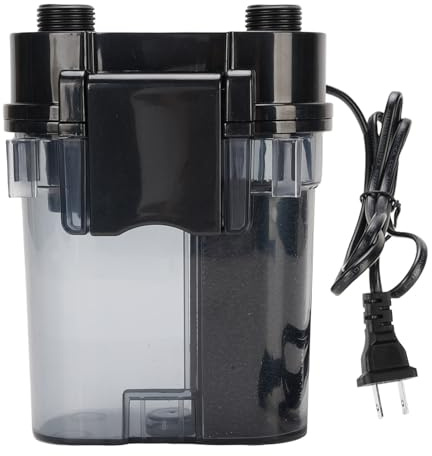 Luocute Filtre D'aquarium Mural, Filtre D'aquarium Externe 300 L/H 4 W avec Fonction de Faible Niveau d'eau, pour Aquariums, étangs Extérieurs, Pompe à Pression d'eau (Prise UE 220V)