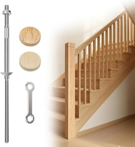 Newel Post Mounting Kit (1-Pack)：Fix Wobbly Stairs with Massive 11 Steel Anchors – Invisible Hardware Design for Wood & Concrete Floors – Includes Real Oak Wood Plugs for Residential & Commercial