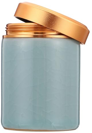 Ceramic Tea Storage Jar Sealed Canister with Lid, Portable for Candy