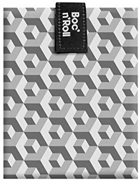 Roll'eat ® | Bolsa Merienda, Porta Bocadillos con Envoltorio Reutilizable, Porta Alimentos Ecológico sin BPA, Bolsa de Tela, Color Negro - Boc'n'Roll Tiles