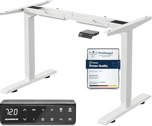 MAIDeSITe Adjustable Height Standing Desk Frame Two-Stage Desk Stand Sit-stand Table Workstation Ergonomic Workplace with Memory Smart Pannel (2 Stage|Dual Motor, White) T2 Pro
