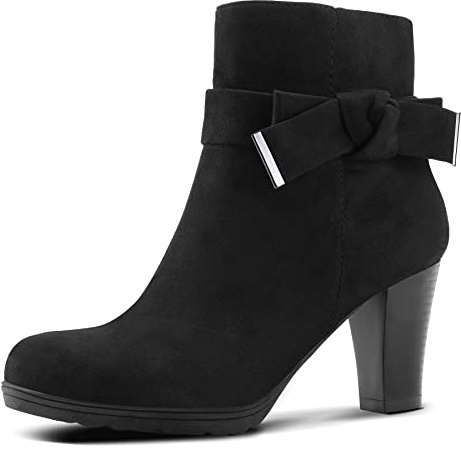 mysoft Women's Booties with Heel, Chunky Stacked Heel Zipper Ankle Boots for Ladies