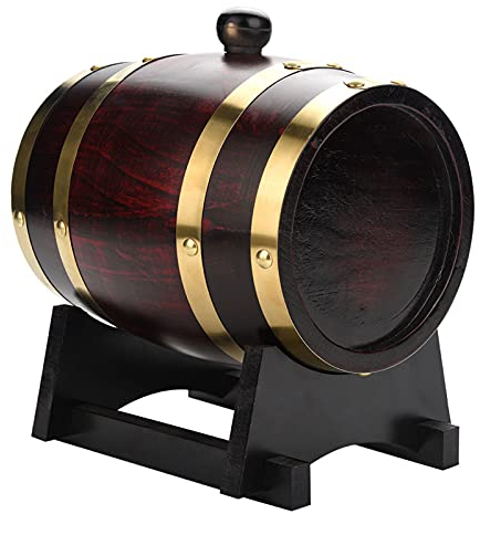 Wakects Eichenfass für Wein, Holz Vintage Eichenfass Holz Eiche Wein Lagerung Fass Wein Spirituosen Lagerung Fass Haushaltsbedarf (1,5 l)