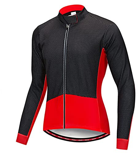 TDHLW Fahrradjacke Damen Winter Wasserdicht Atmungsaktiv, Outdoor Winddicht Softshelljacke Thermo Fleece Winterjacke Reflektierende Fahrrad Mantel MTB Jacken,Rot,L