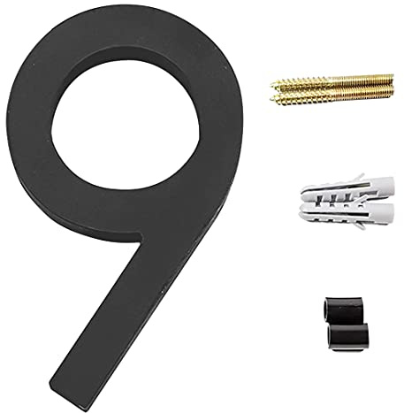 Zayookey Fluttuante Numero di Casa Nero Numero Civico Galleggiante Esterno Moderno Porta Numeri Indirizzo Floating House Number 12 cm (Door Number 9)