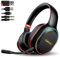 SLuB Gaming Headset Foldable Gaming Headset 3.5mm Wired/Wireless Connection Vibration Effect HD Detachable Microphone Colorful Ambient Light Suitable for PC, PS4, PS5, Switch (Black&Red)