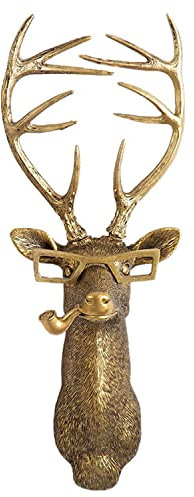 3D Head Wall Mount Ornament Deer Decor Rabbit Ornaments Animal Head Wall Sculptures Modern Art Statue Animal Heads Resin Home Accessories Wall Decorations for Living Room to Hang Ornaments, 2PCS