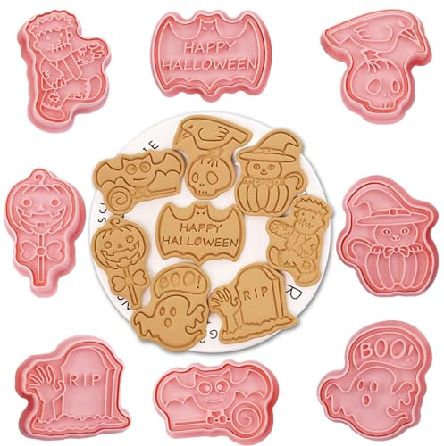 Flyftrey Halloween kakskärare för kakor, 8 stycken halloween kakskärare bakset för, 3D kakor fondant kakformar, kakskärare plast för barn kakor bakning kökstillbehör