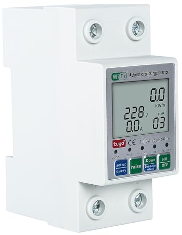DeWin Compteur d'énergie WiFi Monophasé,Tuya Smart Compteur d'Énergie Numérique Tuya WiFi Protecteur de réenclenchement, Prise en Charge de la Télécommande de l'application Mobile 220V 63A