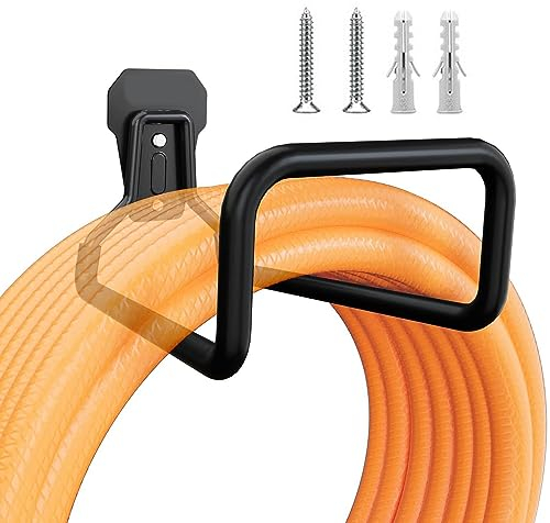 Nagoyuki Soporte de Pared para Manguera de JardíN, Colgador de Manguera de Agua de Servicio para Exteriores, Carretes de Manguera de Metal Gancho de Manguera para Manguera de JardíN