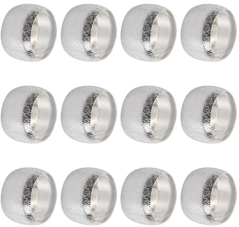 12 Pcs Round Napkin Rings, Metal Napkin Ring Gold Silver, 4 cm Napkin Holder Vintage Large, Napkin Buckle for Dining Wedding Party Anniversary Birthday Household Table Decor (Silver)