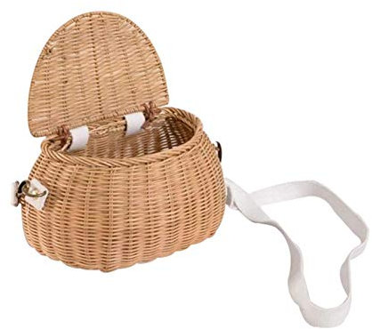 Cesta de bicicleta pequeña - Cesta delantera para bicicleta de mimbre, Cesta para niños triciclo | Mochila tejida a mano con tapa y correa, cesta de mimbre para manillar delantero para cesta