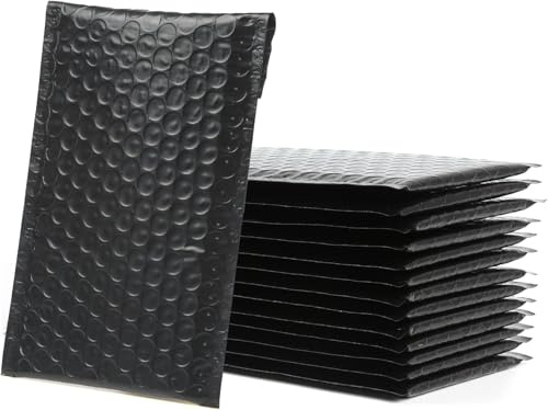 Suloli - Lote de 24 bolsas de burbujas de polietileno, relleno, sobre impermeable, 11 x 15 cm, sobres de burbujas acolchados, para embalaje y envío autosellado, color negro