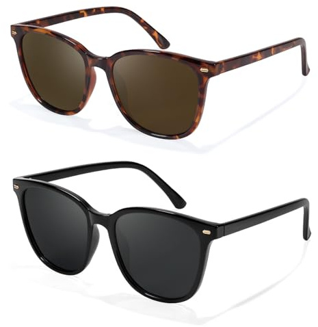 SIPHEW 2PCS Polarised Sunglasses Womens Classic Trendy Ladies Sunglasses with UV400 Protection Sun Glasses for Women