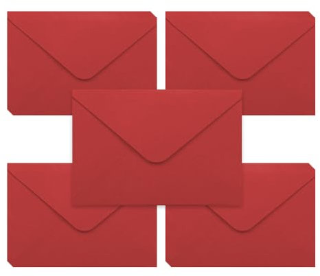 WYAN Mini Umschläge - 50 Stück 15 * 10cm Rot Umschläge, Briefumschläge Weihnachten, für Geschenkkarte, Grußkarten, Hochzeiten, Business(Karte und Kleber nicht enthalten)