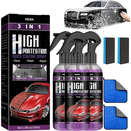 Turbo Shine Nexa, multi-functional coating renewal agent spray, 2025 Upgrade 3 in 1 High Protection Fast Car Paint Spray, Automatic Manual Paint Color Change Cleaning Coating (300 ML)