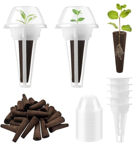 DONGFENGLION Lot de 50 éponges de culture pour culture hydroponique, système hydroponique, avec 20 couvercles isolants, 5 paniers à plantes
