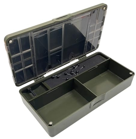 Fishing Tackle Box with Dividers and 10 Pins, Waterproof Double-Sided Fishing Gear Organizer