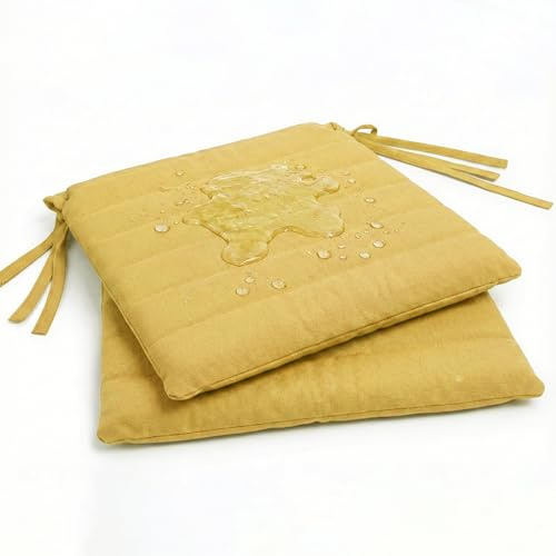 Pack 2 Cojín para silla 42x40x4 cm｜Repelente al agua y fácil de limpiar｜Con cintas de sujeción｜Funda con cremallera desmontable｜Uso interior y exterior｜Ideal para comedor, terraza, jardín u oficina