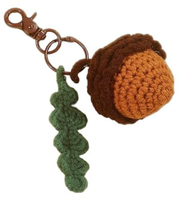 Generic Crochet Acorn Leaf Keychain,Knitted,Hand Woven,Simulated with Pure Hand Crocheted,Suitable for Home and Office Desktop