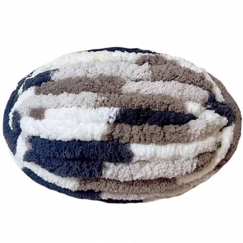 Soft Chunky Yarn, Hand Knitting Wool, Fluffy Chenille Yarn for Blankets Hats Scarfs or Pet Bed (Coffee Filling)