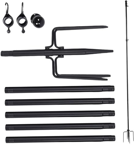 Peosaard Asta de Bandera telescópica de 10 pies Resistente, Kit de asta de Bandera de jardín con Base de 5 Garras con 6 Secciones de extensión y 3 Accesorios, de de jardín