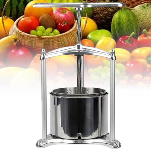 Pressa per vino, pressa per frutta in acciaio inox da 3 l, facile da pulire, manico a T, metodo a vite per succhi, formaggio, frutta, verdura e miele