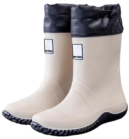 Generisch Bottes en caoutchouc antidérapantes pour femme - Tige large - Imperméables - Chaussures en caoutchouc pieds nus - Bottes de jardin