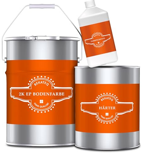 BEKATEQ 2K Epoxidharz Moosgrün 10KG I Bodenbeschichtung UV-optimiert, Selbstentlüftend, Geruchsarm, Betonfarbe für außen & innen I Bodenfarbe für Garagenboden, Werkstatt- & Industrieboden BE-702