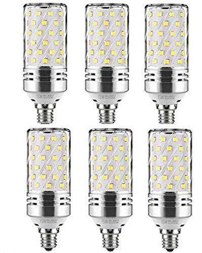 Best to Buy® 6 Pack E17 LED Bulbs, 12W Candelabra Bulb 100 Watt Equivalent, 1200lm, Decorative Candle Base E11 Non-Dimmable LED Chandelier Bulbs, Daylight White 6000K LED Lamp (Daylight White 6000K)
