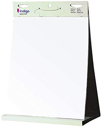 indigo® Tabletop Self-Stick Flipchart Pad – 20 Sheets, 70gsm Paper, 58.5 x 50cm – Portable Easel Pad with Adhesive Backing for Meetings, Offices, Schools – Pack of 1