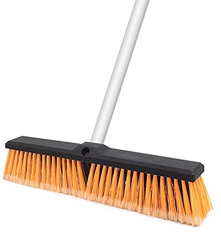 Floatant 18 Push Broom Heavy Duty Large Outdoor Sweeping Broom Wide Industrial Scrub Brush with Long Handle Commercial for Concrete Floor Shop, Garage, Warehouse, Street, Driveway(Orange